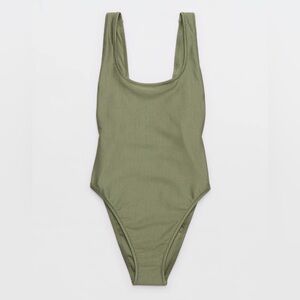 Aerie Shine Rib Birthday Scoop Cheekiest One Piece Swimsuit X large NWT